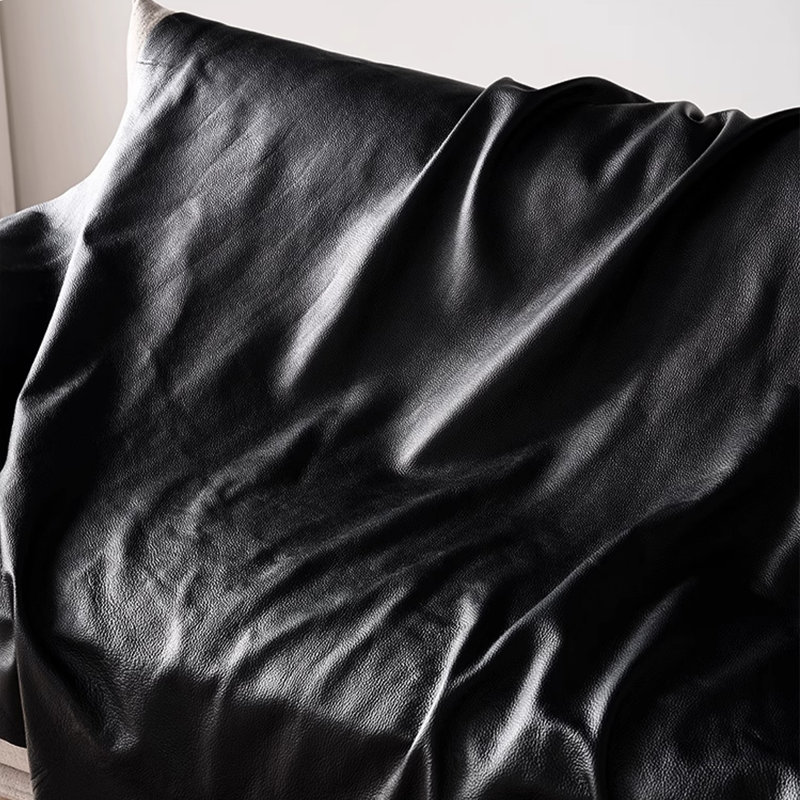 Black Genuine Leather Standard Sofa bed cushion couch, 2, 30.71'' H x 86.61'' W x 37.4'' D