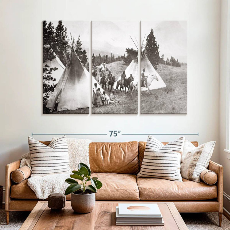 Native American Teepee Camp Montana, 42" H x 65" W