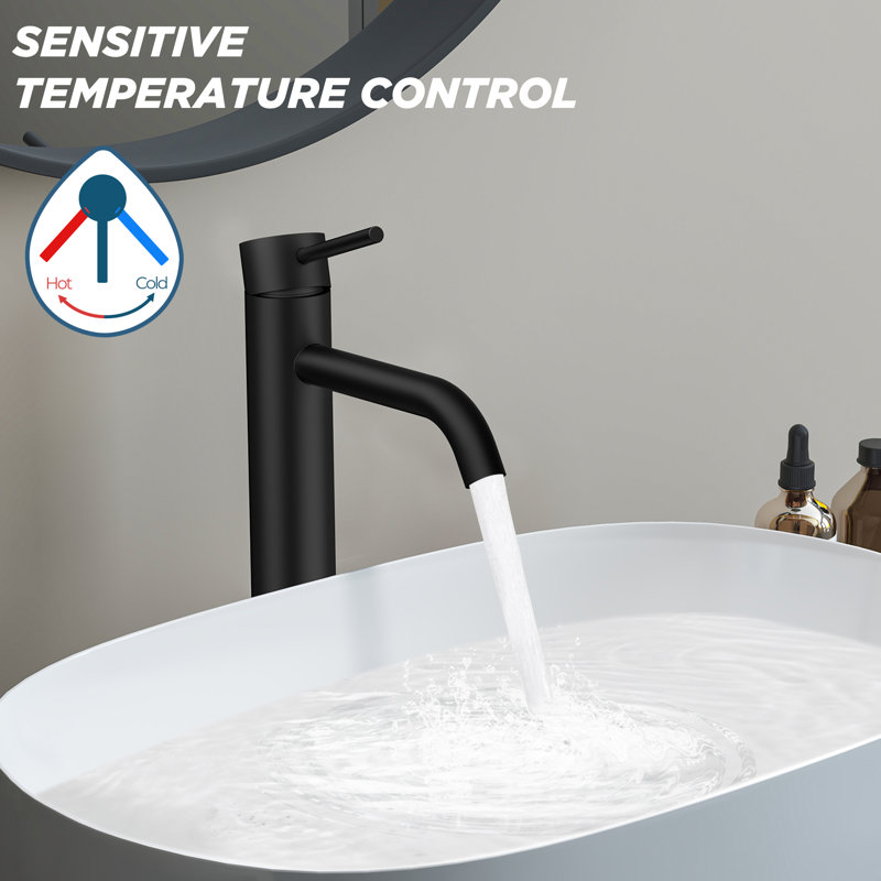 Vessel Bathroom Faucet With Drain Assembly, Matte Black