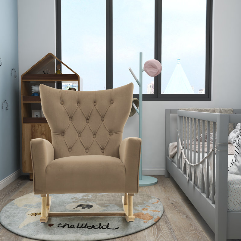 Chaise berçante Jahsun, Velours brun clair