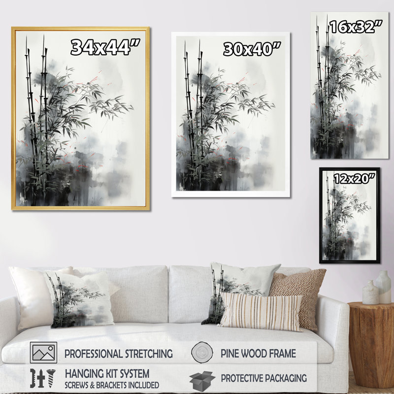 Isotta Asian Art Classics Sumi I - décoration murale asiatique, Cadre flottant noir, H 40 po x l 30 po x P 1,5 po