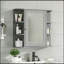 Armoire de rangement de salle de bain avec miroir, armoire à pharmacie avec tablette en bois réglable et portes, armoires de rangement montées avec 6 tablettes ouvertes, gris-777844001