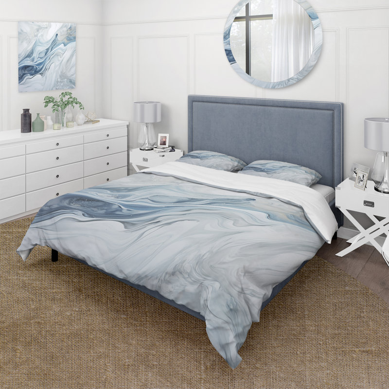 Ensemble de housse de couette Glacier Gray - Blue Glacier Charm, Housse de couette très grand et 2 très grandes t