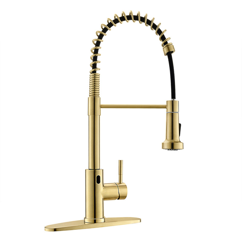Robinet de cuisine sans contact, mains libres, Brushed Gold