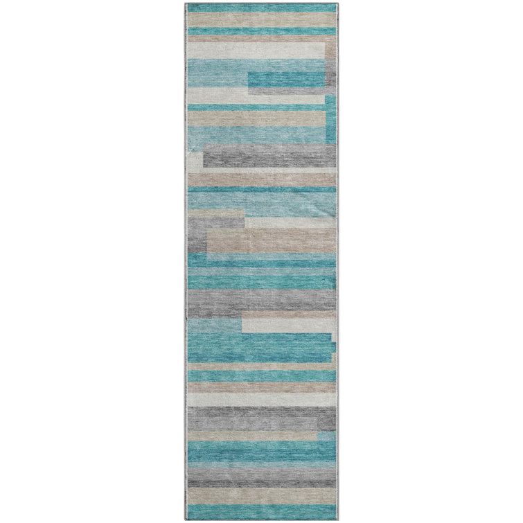 Premium Machine Washable Prisco Teal Rug