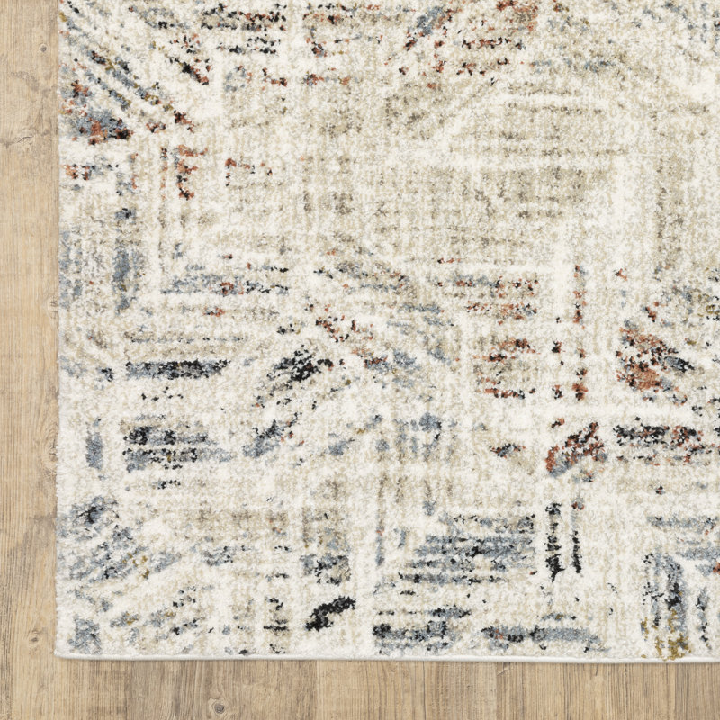 Genesis Modern Distressed Geometric Beige/Multi Area Rug, Rectangle 7'10" x 10'