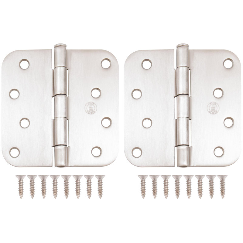 Charnières de porte de 4 po, coin de rayon de 5/8 po, Nickel satiné
