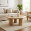 Table basse ronde en bois massif avec base à piédestal épais pour le salon et la maison - Centre rustique moderne pour la conception de petites tables de cocktail - Bois naturel-346967539