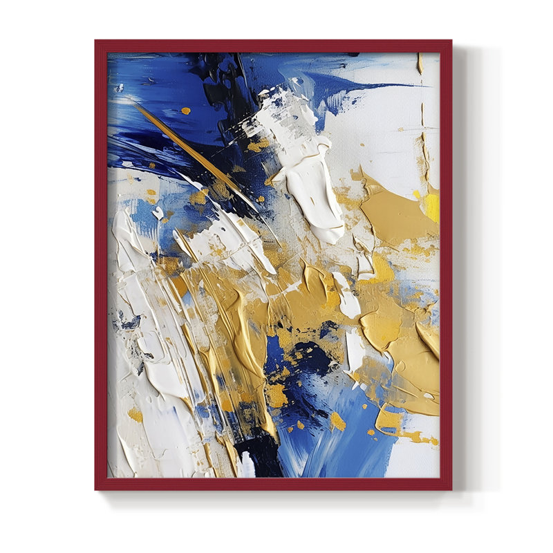 Reproduction encadrée ABSTRACT Series cmxxxviii - bois massif, Rouge, 15" H x 12" W