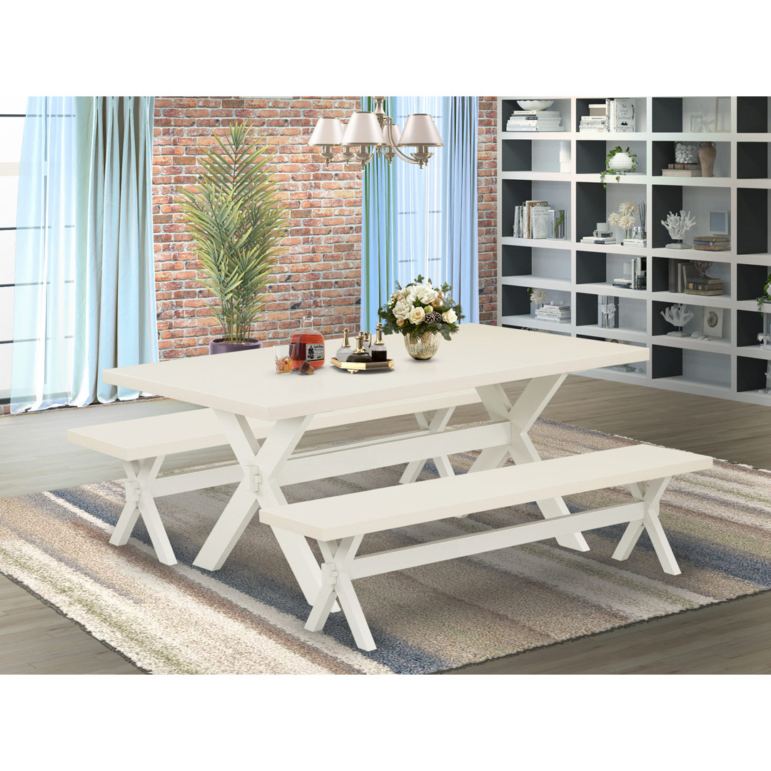 Gemmill 4 - Person Solid Wood Solid Wood Top X-Style Legs Dining Set Three Posts™ Table Top