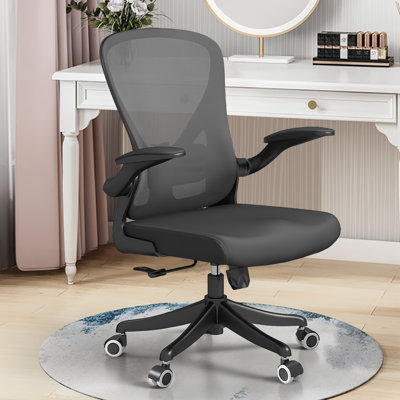 Ergonomic Office Chair With Lumbar Support, Swivel High Back Computer Chair, Breathable Mesh Desk Chair, PU Silent Wheels, Flip-Up Arms 350LBS Capacit by Inbox Zero