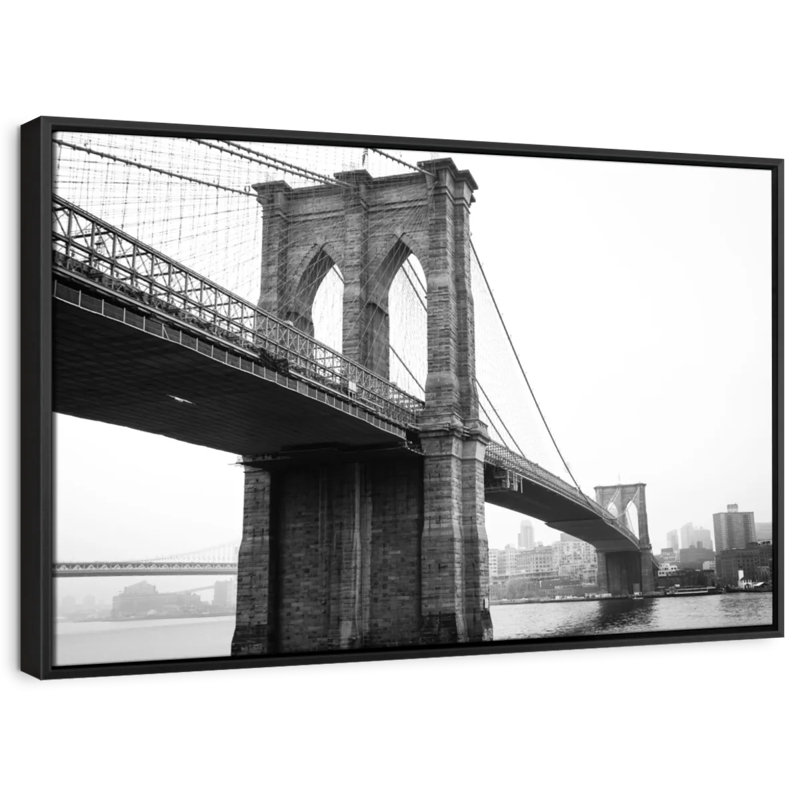 «Art mural monochromatique du pont de Brooklyn», H 25 po x l 37 po