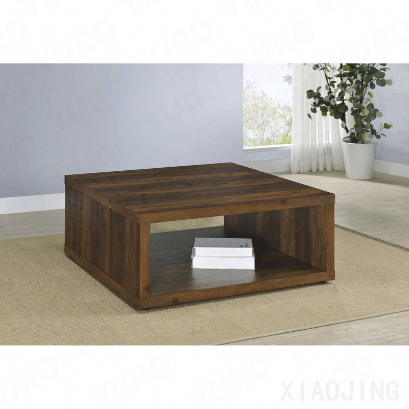 Table basse carrée en pin d'ingénierie foncé, 15.75" H x 35.5" L x 35.5" W, Brown