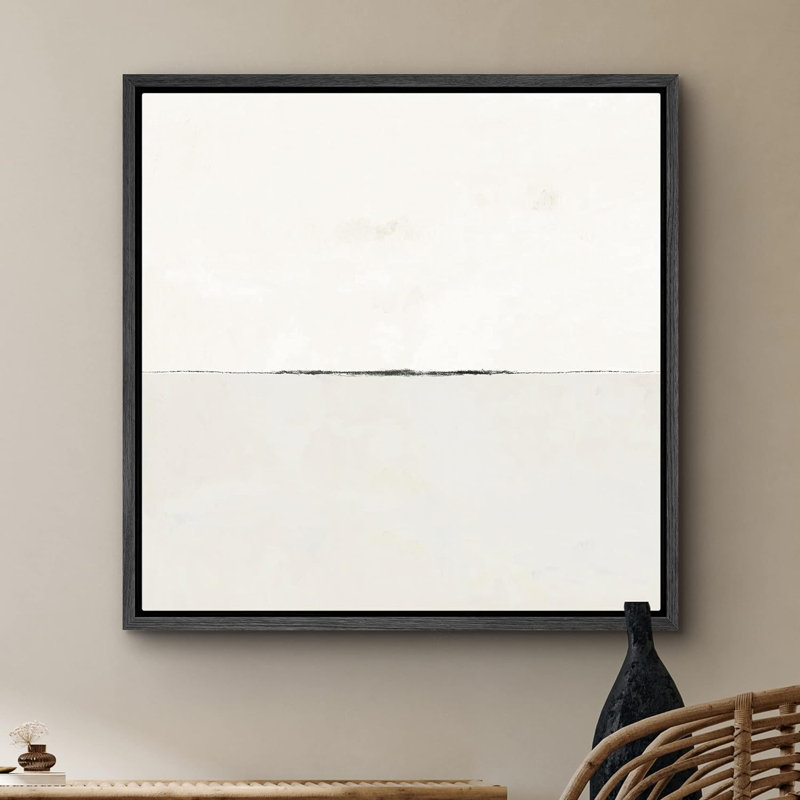 «Geometric Pastel White Abstract Landscape Nature», reproduction sur toile flottante, H 24 po x l 24 po x P 1,5 po, Noir