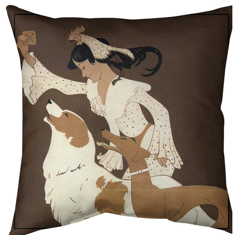 Housse pour coussin décoratif pour affiche dog biscuits, 14 po x 14 po, Brun, Sergé de coton