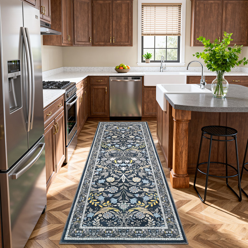 Floral Washable Area Rug Vintage Large Rugs for Living Room Soft Non-Slip Carpet Indoor Floor Stain Resistant Carpets for Bedroom Dining Room Farmhouse Nursery Home Office