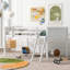 Lit mezzanine en bois blanc avec lit double amovible et amovible