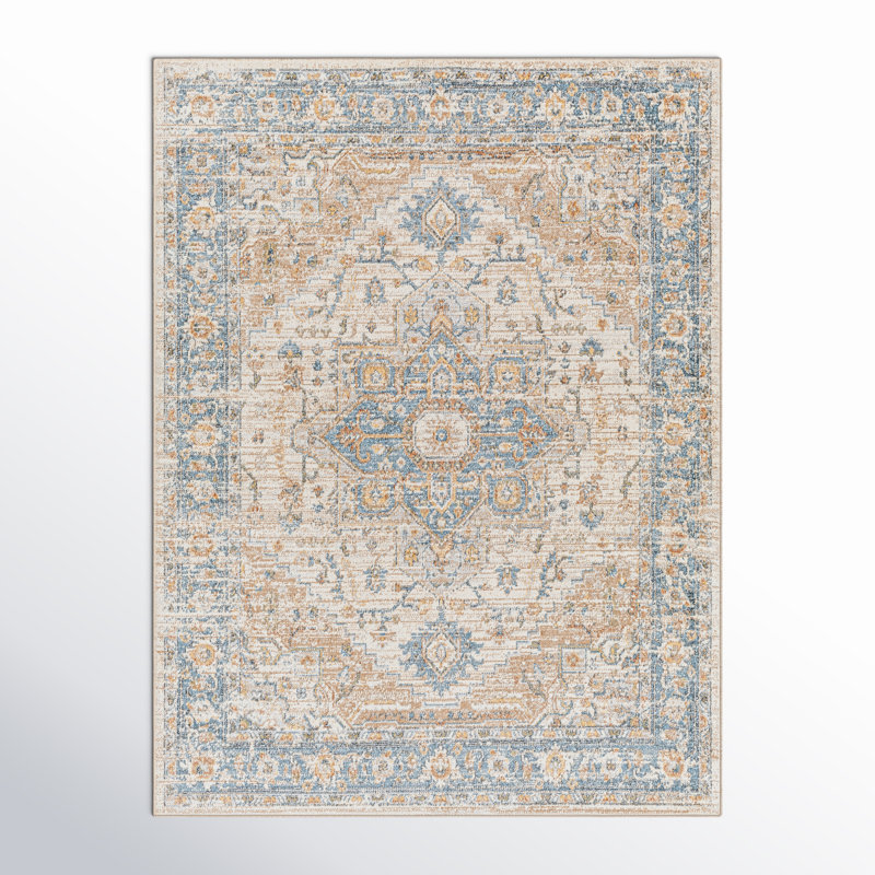 Machine Washable Oriental Area Rug, Rectangle 5'3" x 7'