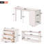 Lit mezzanine double bas avec cabinet, tablettes et bureau portatif à roulettes - Design multifonctionnel et peu encombrant en gris