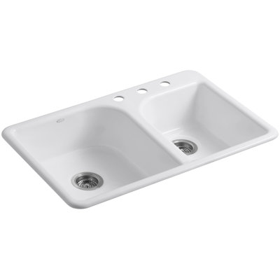 Efficiency 33" L x 22" W x 7.63" D Top-Mount Large/Medium Double-Bowl Kitchen Sink