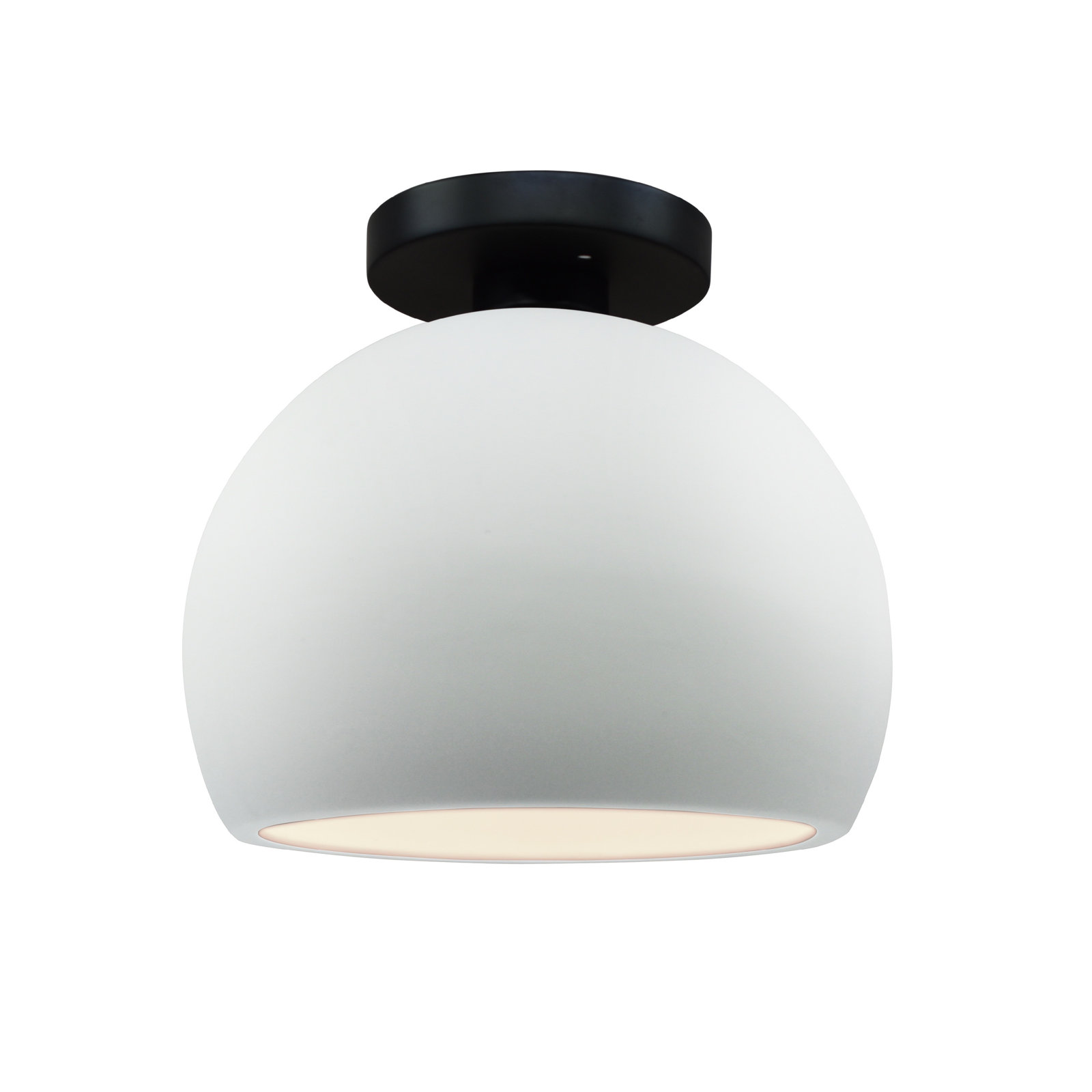 Single Light Ceramic LED Semi Flush Mount, 7" H x 7" W x 7" D, Gloss White, Matte Black