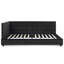 Lit tapissier double avec velours - Structure solide et stable pour salon noir avec structure pour