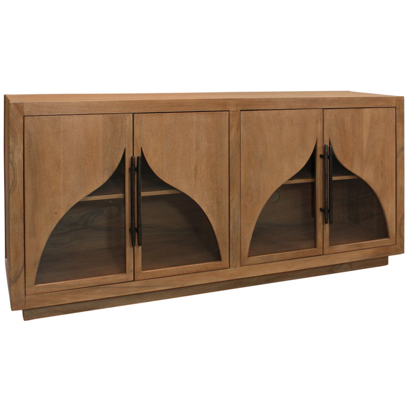 Buffet en bois massif 4 portes Kate, 32.5" H x 70" W x 18" D, Naturel