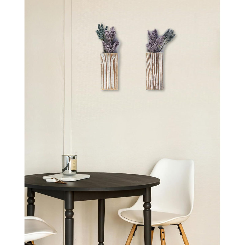 Vase mural en bois Watervliet, Blanc