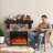 Electric Fireplace With Mantel, 23" Electric Fireplace Heater With Faux-stone Mantel-1963060970
