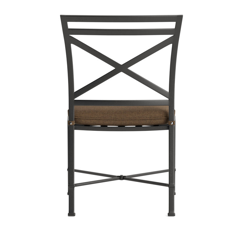 Venetian Outdoor Dining Side Chair, Fusion Moccasian, Textured Pewter, Brown