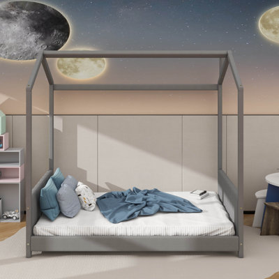 Wooden Bed In Velvet House-Inspired Design