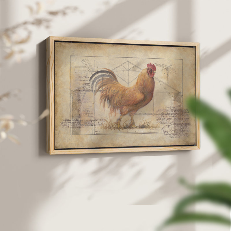 Rustic Fowl I -Framed Print - Restickable, Naturel, H 22 po x l 28 po