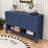 Modern Four-Door Sideboard Buffet Cabinet with Adjustable Shelves, Open Storage and Geometric Doors-1761037952