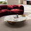 39" Luxury Round Metal Cylinder Leg Stone Coffee Table