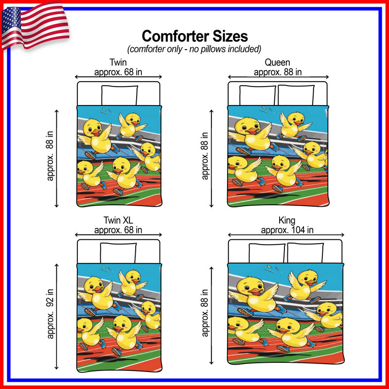 Cartoon Ducks Running Comforter, King