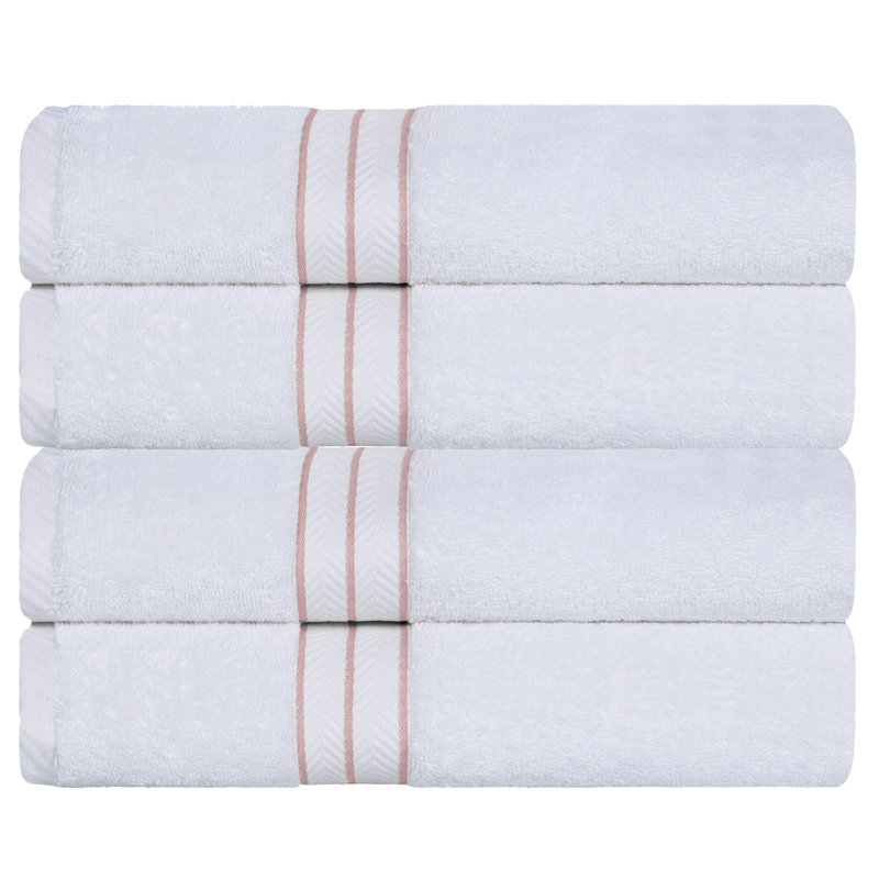 Josann Turkish Cotton Ultra-Plush Solid 4 Piece Bath Towel Set, Tea Rose