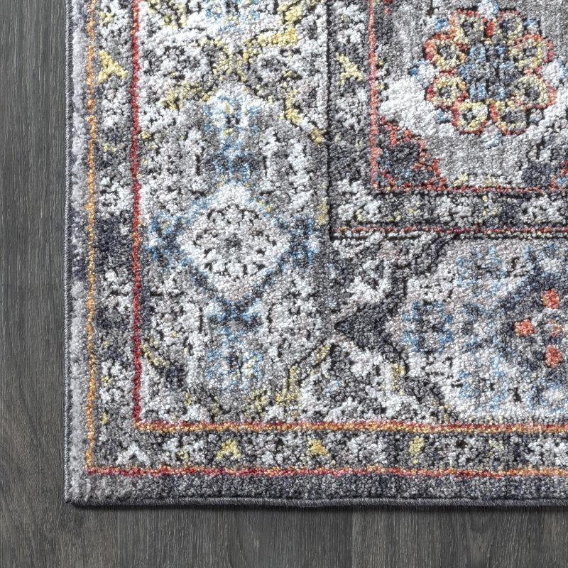 Tapis gris anthracite / ivoire Stilwell, Tapis de couloir 2 pi 3 po x 8 pi