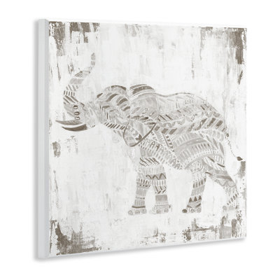 Boho Stripes Elephant Wall Plaque Art, design by Janet Tava