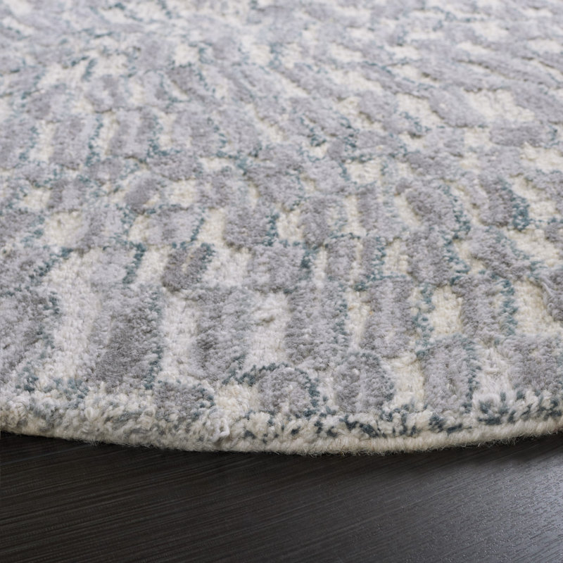 Metro Hand Tufted Wool/Cotton Abstract Rug in Gray, Round 6'