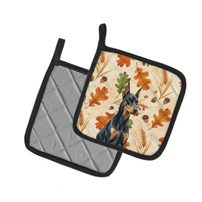Doberman Pinscher Heirloom Fall Pair of Pot Holders