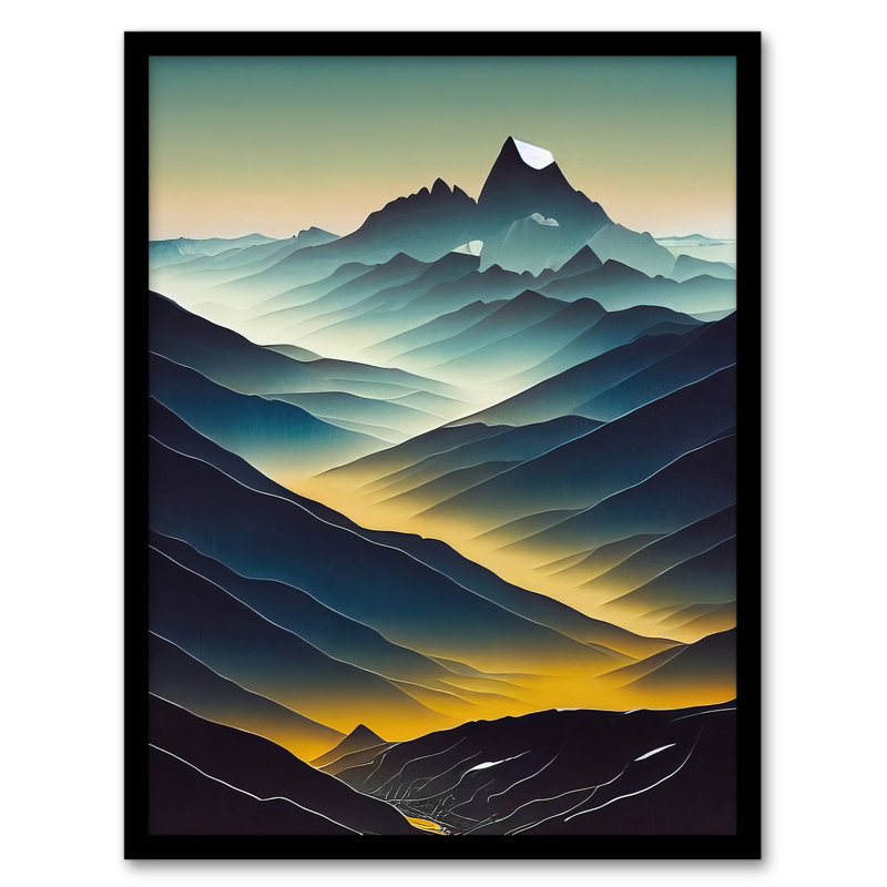 Wild Scottish Highlands Blue Yellow Misty Dawn Landscape - Single Picture Frame Print