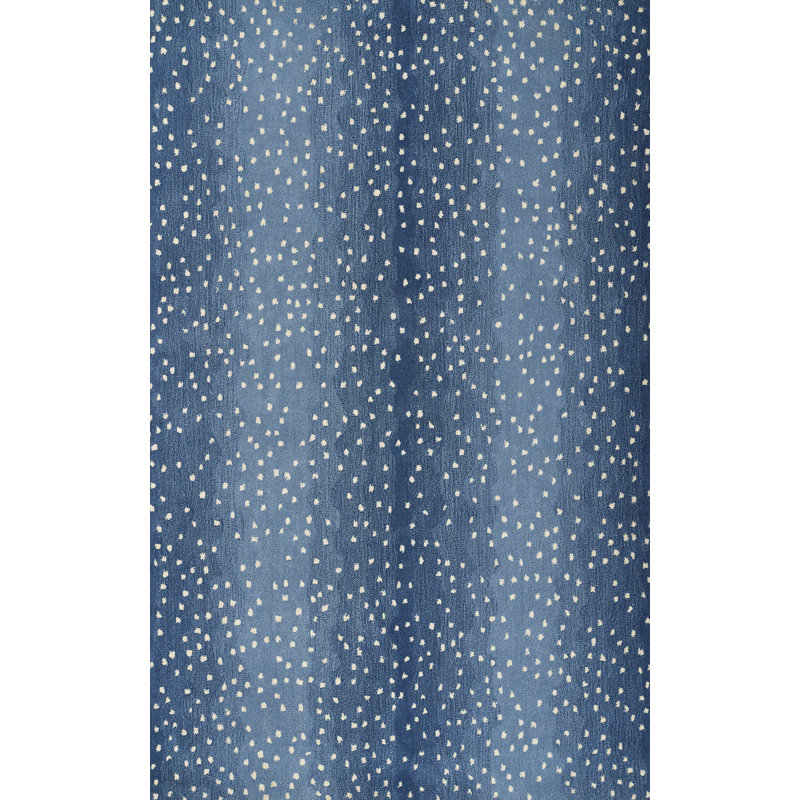 Wool Abstract Area Rug in Blue/White, Runner 2'6" x 8'