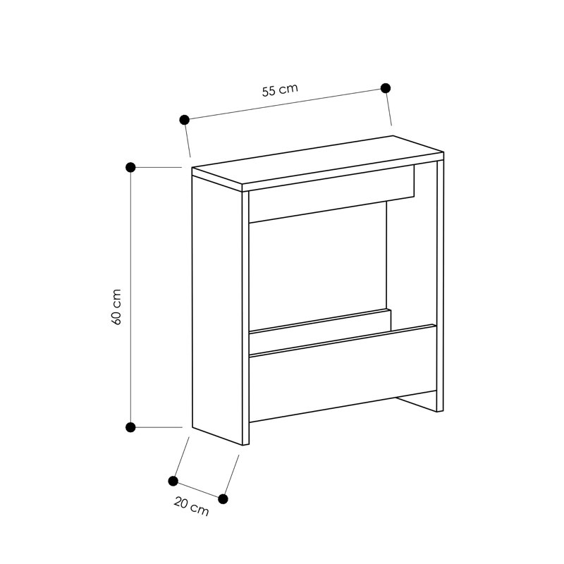 Beeler Modern Slim Compact Side Table, White