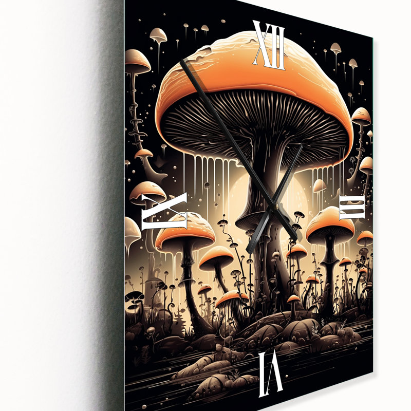 Horloge murale Amarita Magical Mushroom Vintage Illustration IV - Abstract Landscape, H 28 po x l 12 po x P 1 po