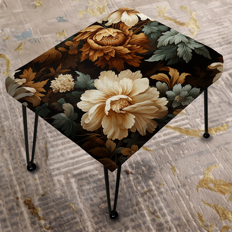 Rustic Brocade Elegance Victorian Pattern IV - Floral Rectangle Ottoman