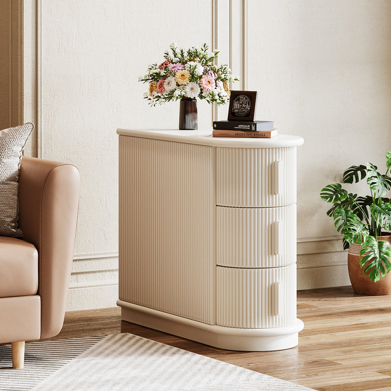 3 - Drawer Walnut End Table (Set of 2), White
