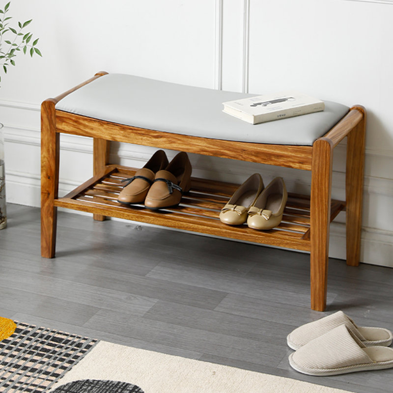 Tabouret à langer en bois massif Modern Minimalist, Tanné, H 17,72 po x l 23,62 po x P 12,99 po