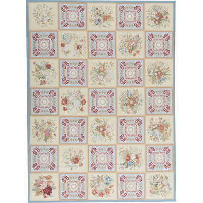 Hand-Knotted High-Quality Yellow and Blue Area Rug