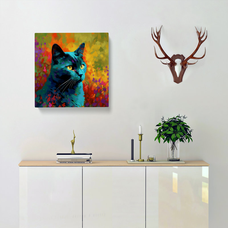Cat Colour Field Painting No.4 - No Frame Print, 50cm H x 50cm W x 3cm D
