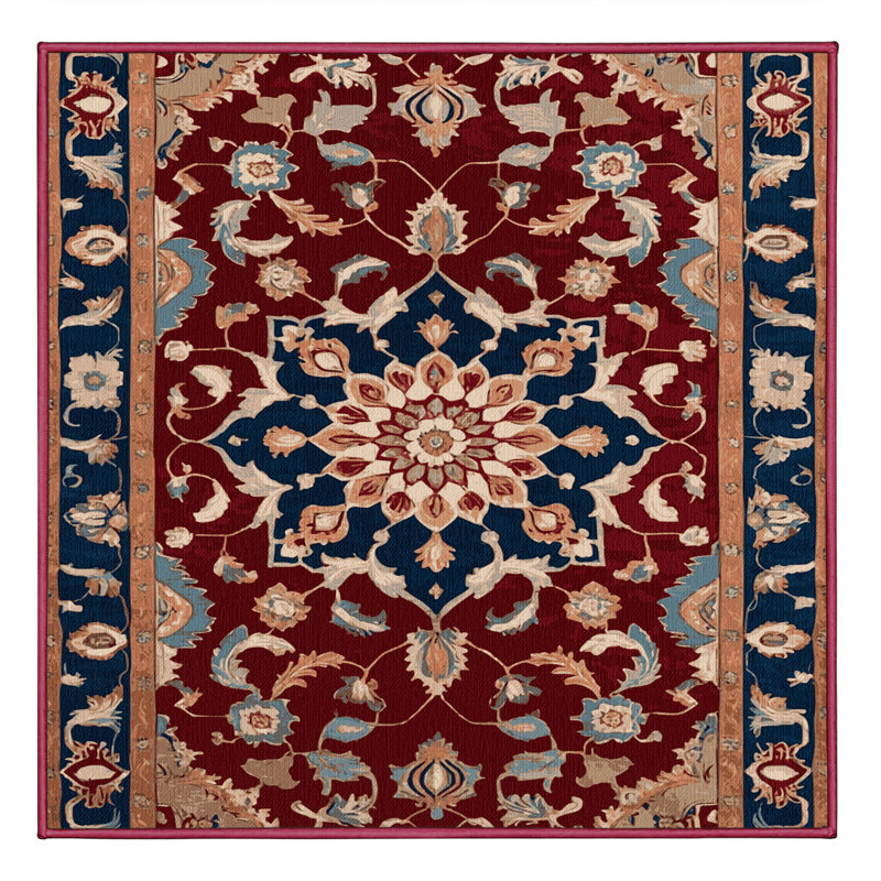 Machine Washable Tabriz Red Area Rug, Carré 6 pi